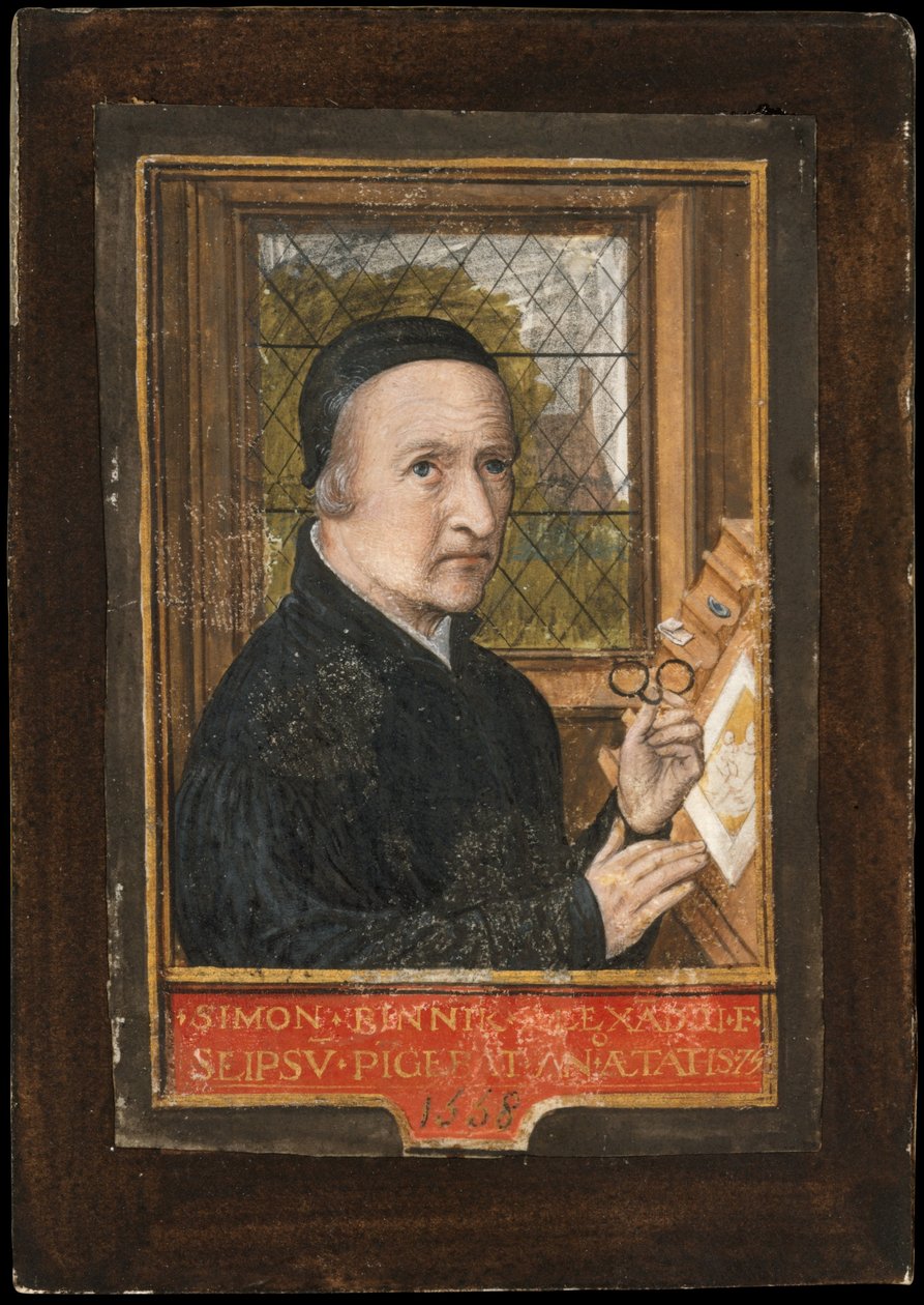 Självporträtt, 1558 (tempera och bladguld på pergament) av Simon Bening