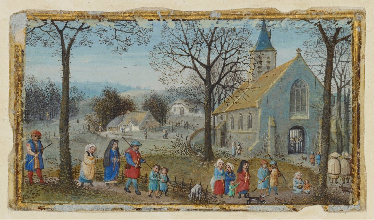 Bybor på väg till kyrkan av Simon Bening