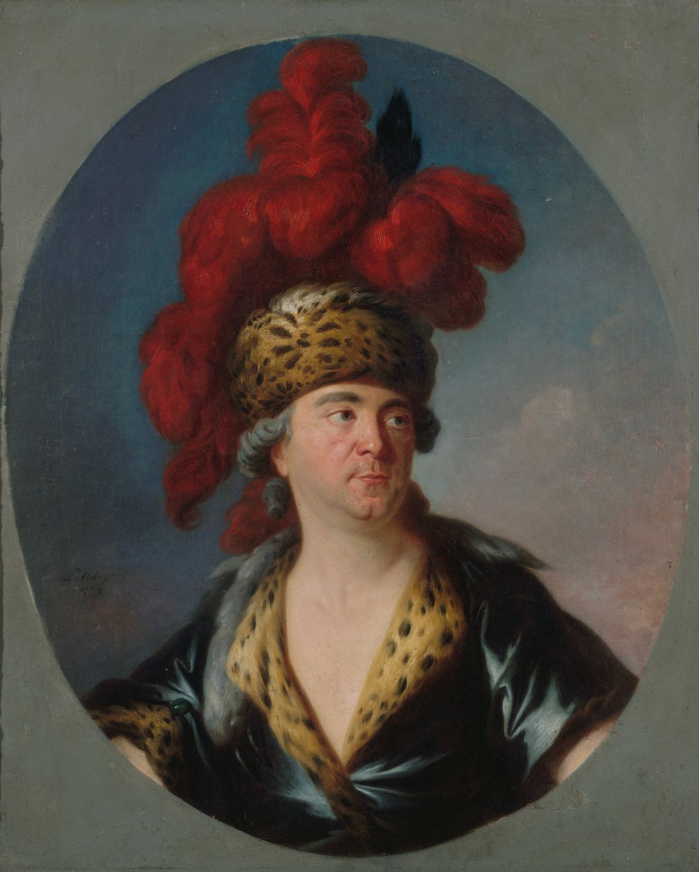 Porträtt av Henri-Louis Lekain 1728-1778 som Djingis Khan i pjäsen..., slutet av 1750-talet. av Simon Bernard Lenoir