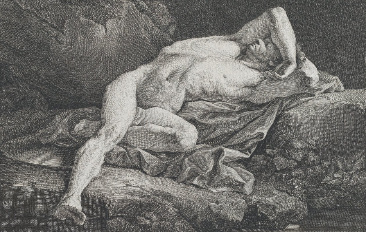 Studie av naken man, 1762. av Simon Charles Miger