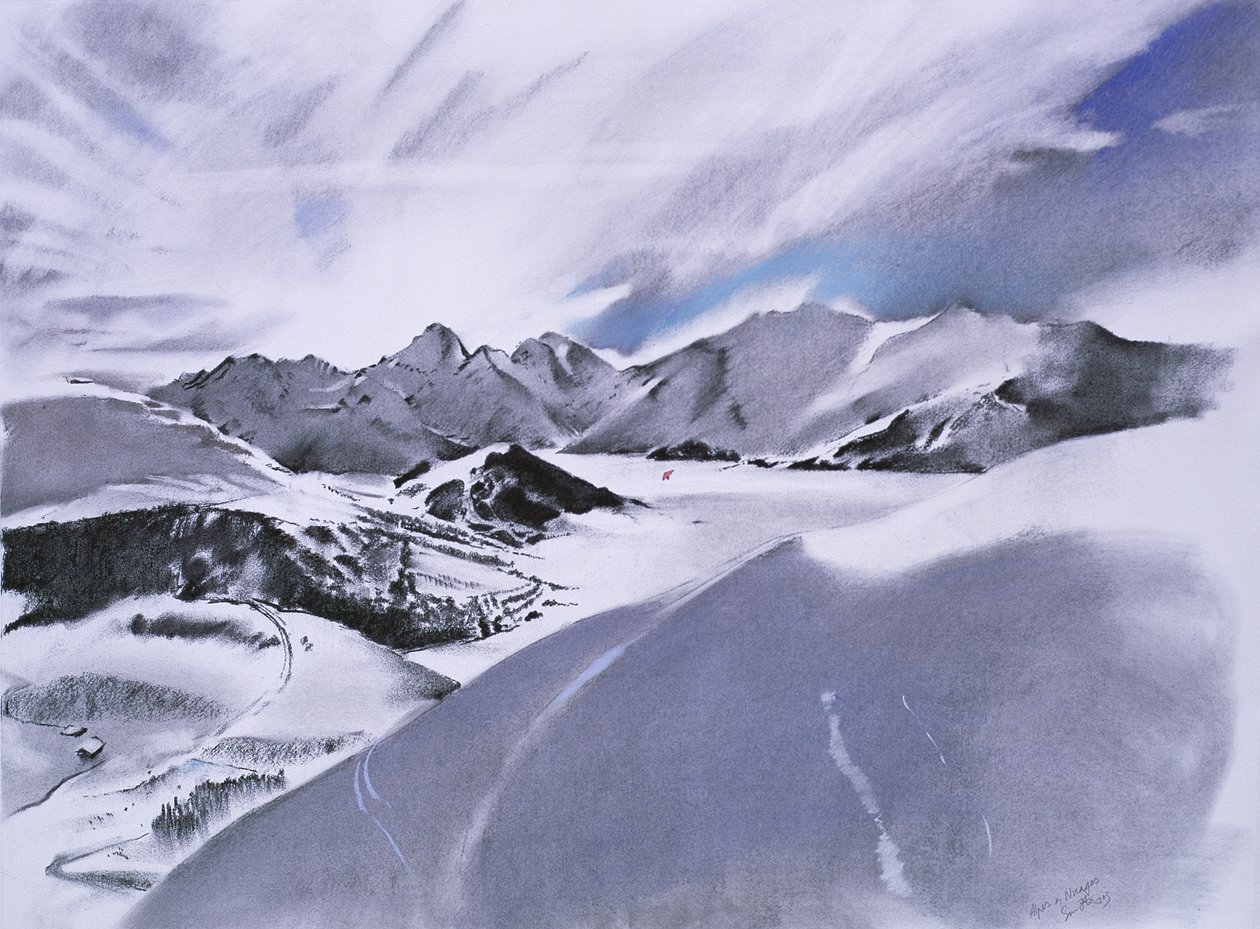 Alpes et nuages, 2003 (pastell och blandteknik på papper) av Simon Fletcher