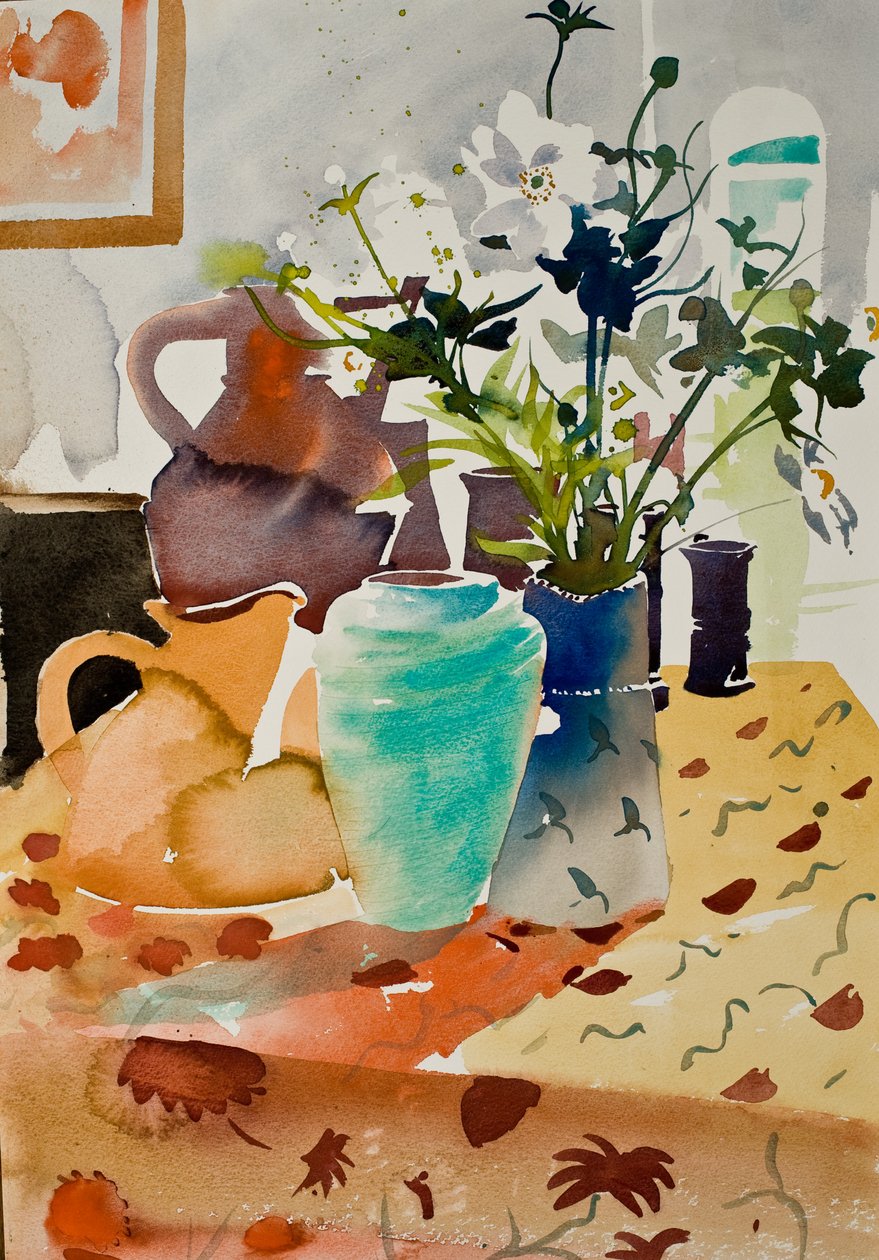 Japanska anemoner, 2015 (akvarell) av Simon Fletcher