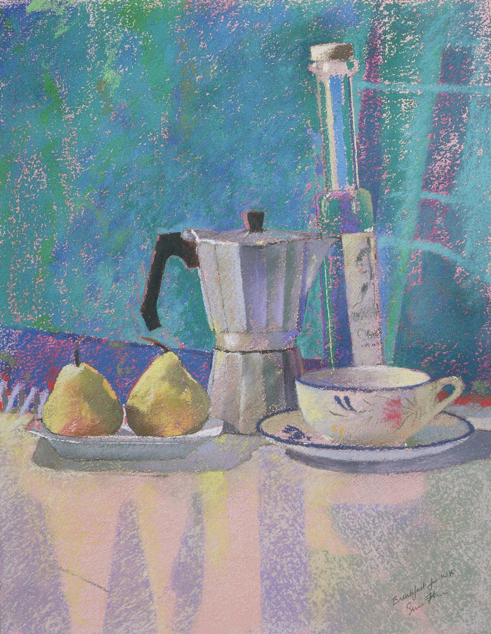 Frukost för WK (pastell på papper) av Simon Fletcher