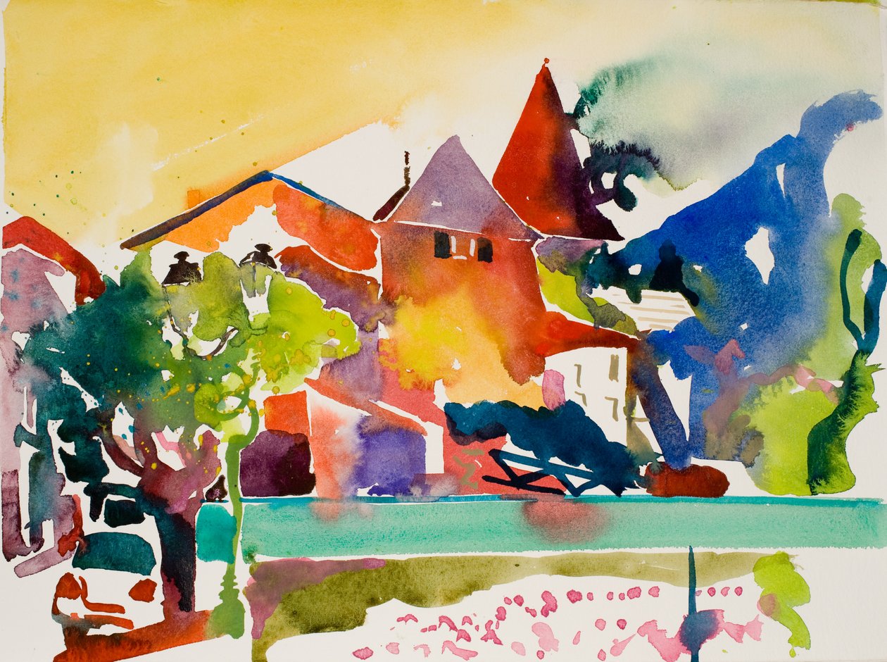 Car, Green Stripe, 2017 (akvarell på papper) av Simon Fletcher