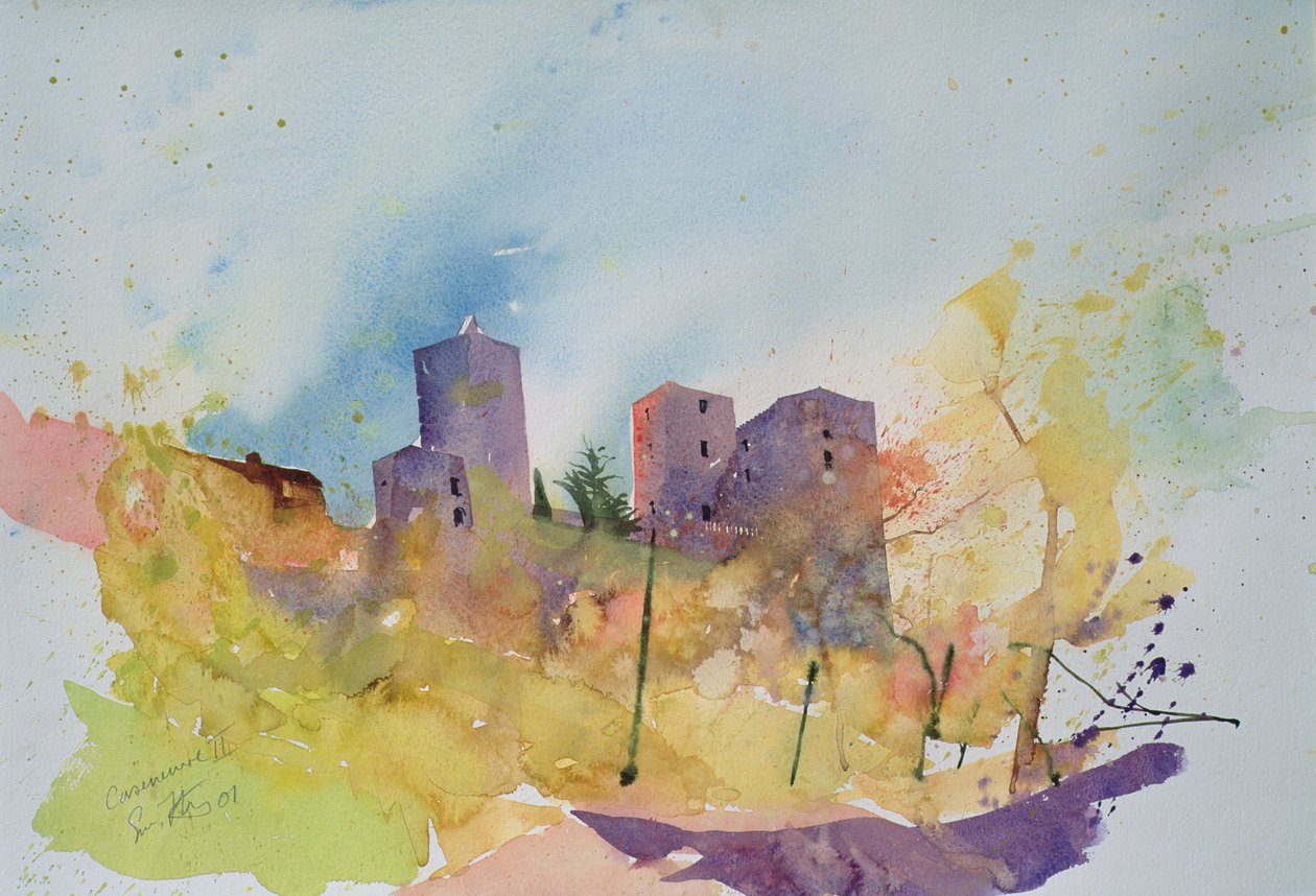 Caseneuve, Frankrike, 2001 (akvarell) av Simon Fletcher