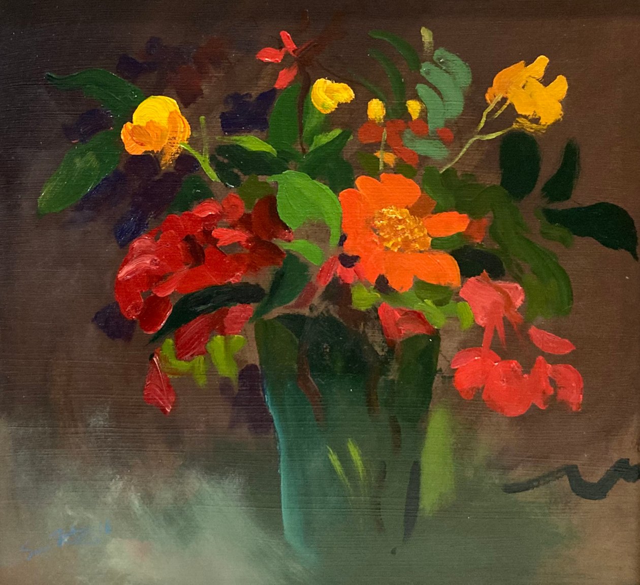 Cassia  Tithonia (olja på pannå) av Simon Fletcher