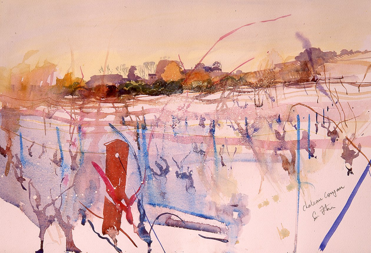 Chateau Coujan, vinter, 2004 (akvarell) av Simon Fletcher