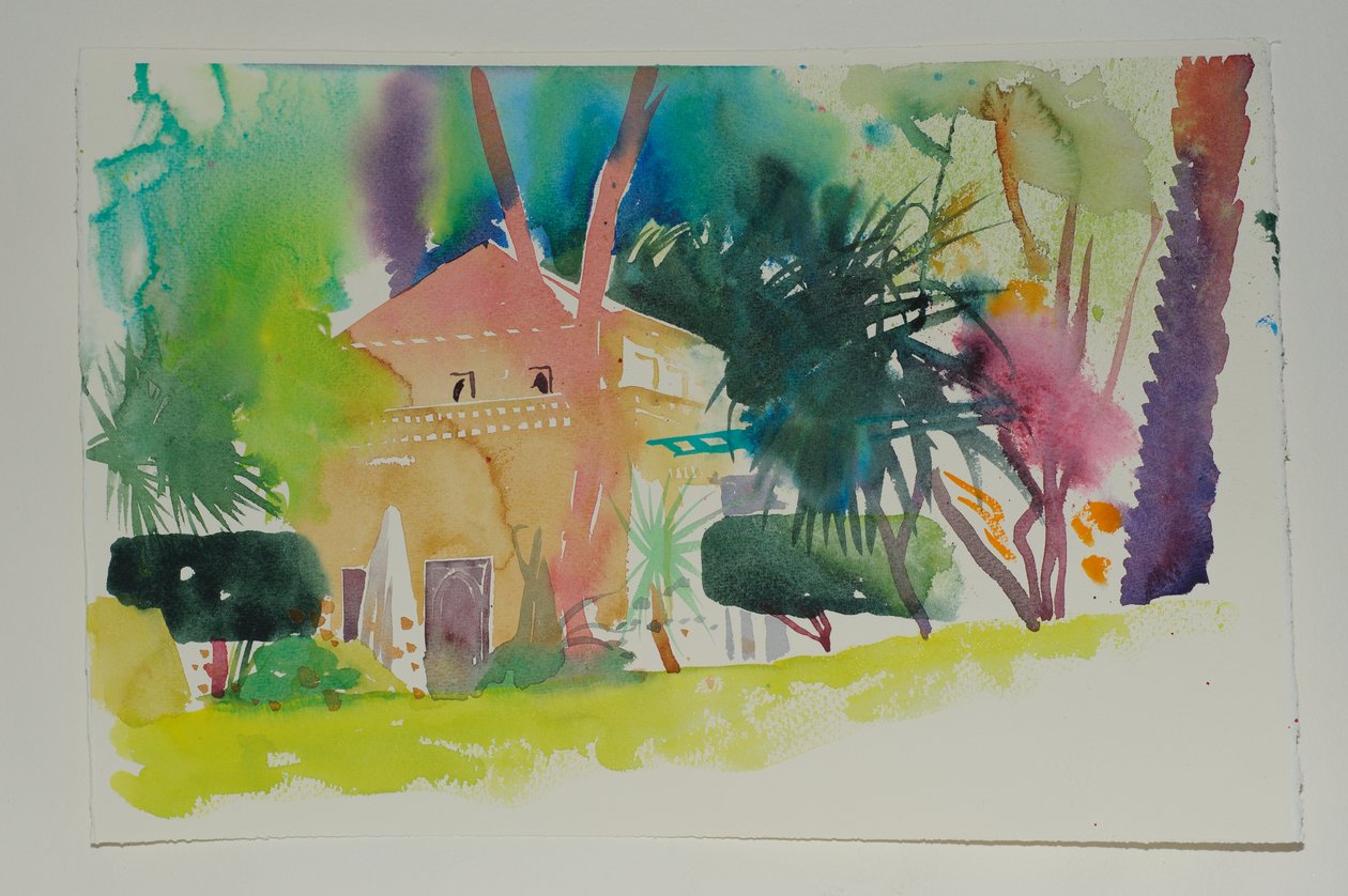 Dar Zemora Pavillion 2, 2010 (akvarell på papper) av Simon Fletcher