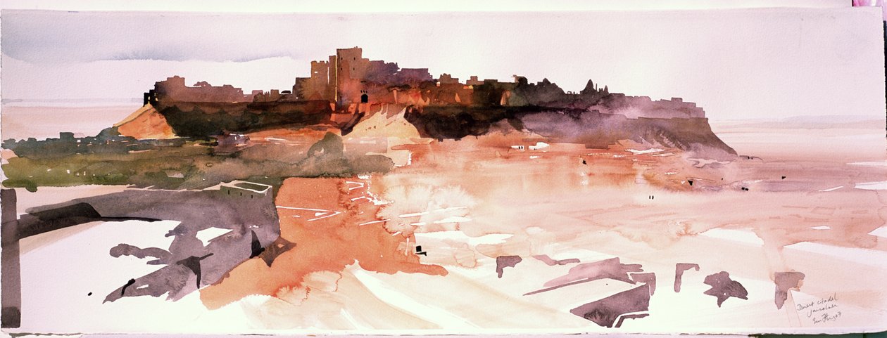 Desert Citadel, Jaiselmer, 2007 (akvarell på papper) av Simon Fletcher