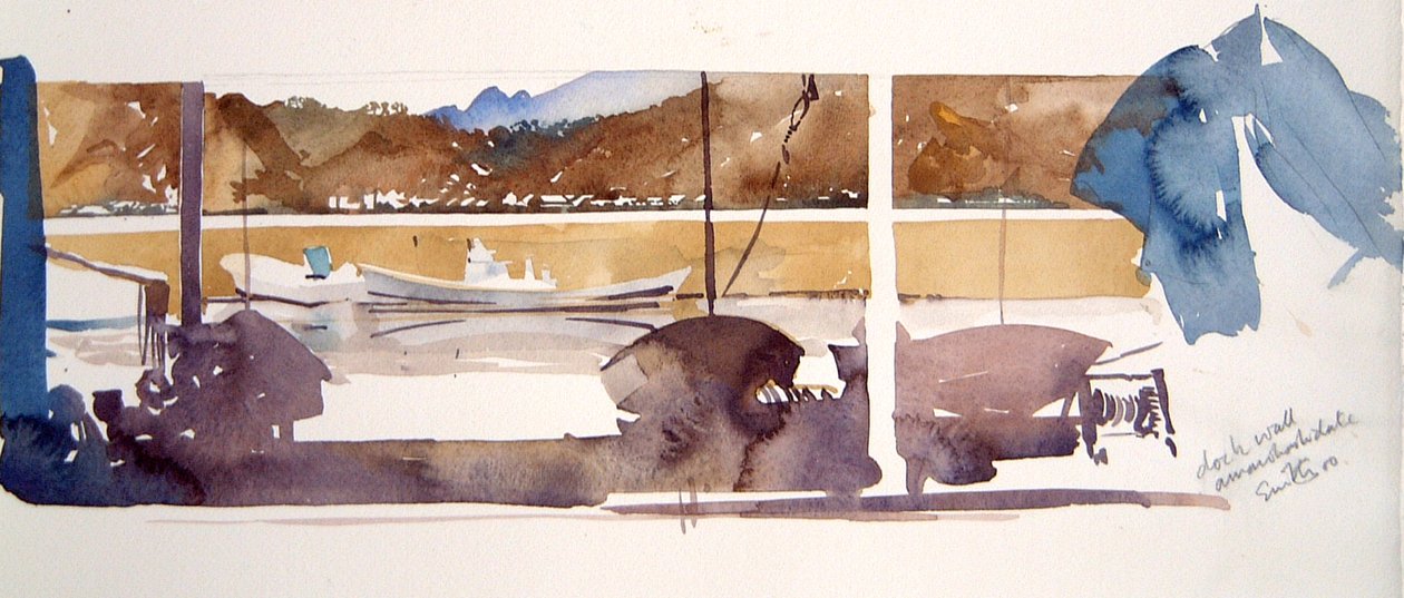 Dock Wall Amanohashidate, 2000 (akvarell) av Simon Fletcher