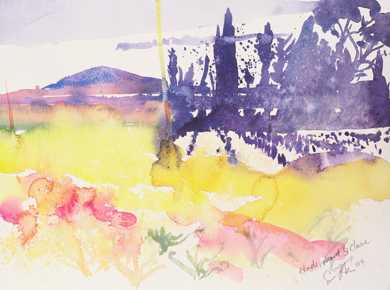 Etude Mont St. Clair, 2004 (akvarell på papper) av Simon Fletcher