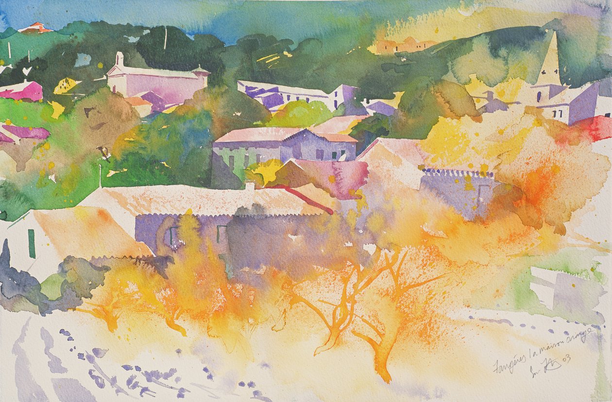 Faugeres, La Maison Orange, 2003 (akvarell på papper) av Simon Fletcher