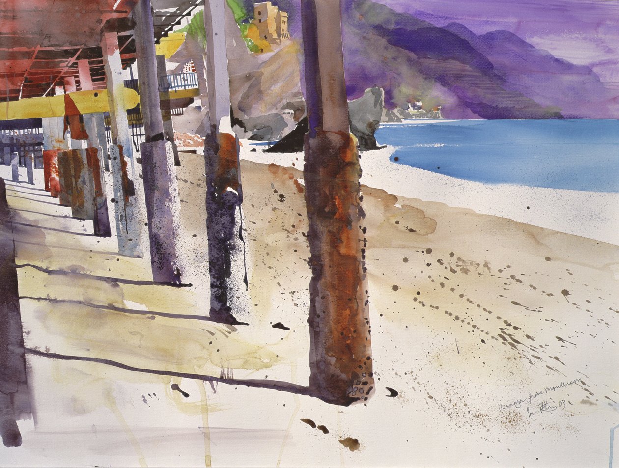 Fernazza från Montalcino, Italien, 2003 (akvarell) av Simon Fletcher