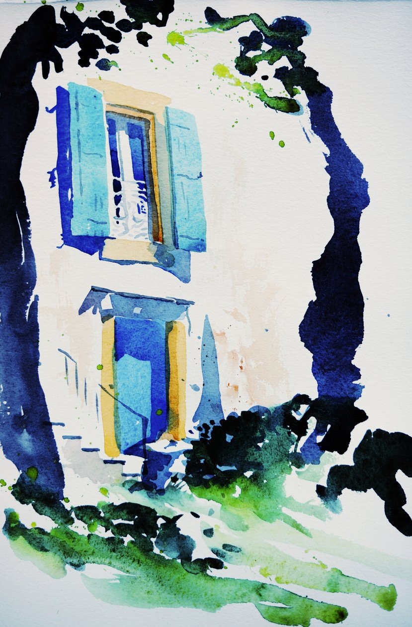 à Fos, 2015 (akvarell) av Simon Fletcher