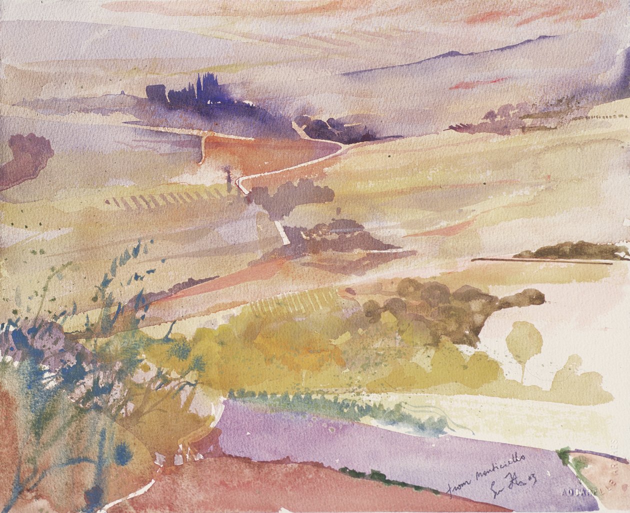 Från Monticello, Italien, 2003 (akvarell) av Simon Fletcher