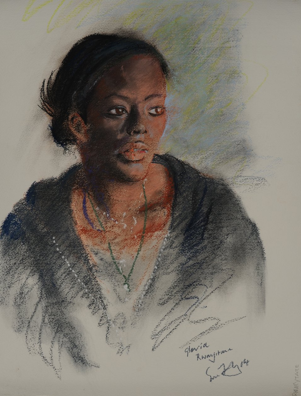 Gloria Rwarytare, 2014 (pastell på papper) av Simon Fletcher