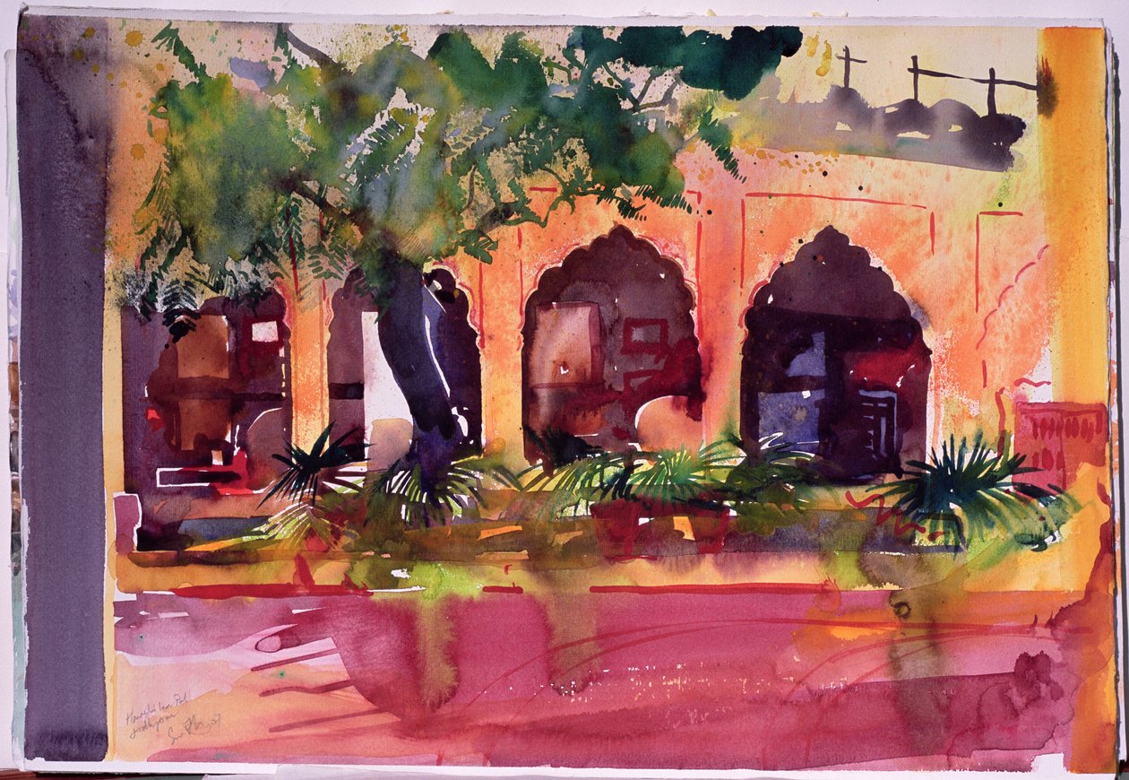 Haveli Inn Pal Jodphur, 2007 (akvarell på papper) av Simon Fletcher