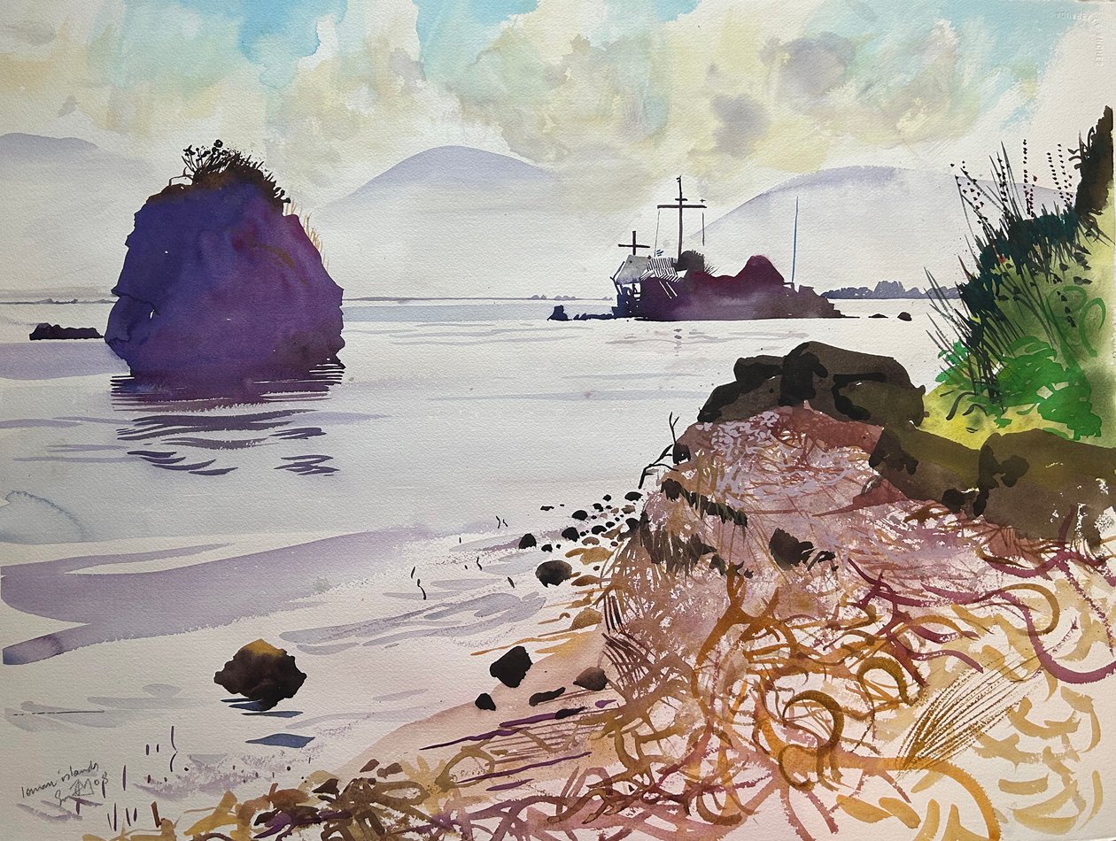 Joniska öarna, 2008 (akvarell) av Simon Fletcher