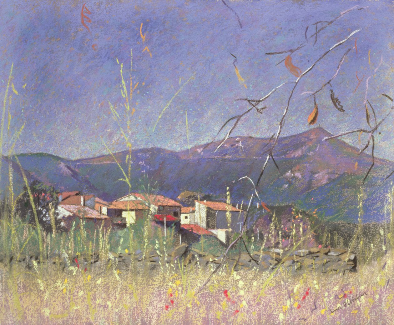 Landskap (pastell på papper) av Simon Fletcher