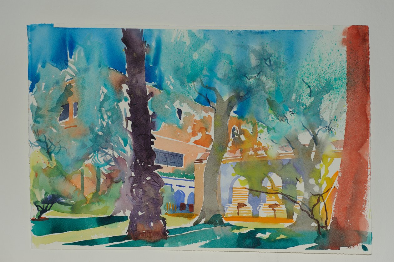 Mamounia Terrace, 2010 (akvarell på papper) av Simon Fletcher