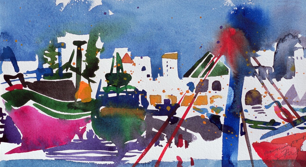 Moroccan Port (akvarell på papper) av Simon Fletcher