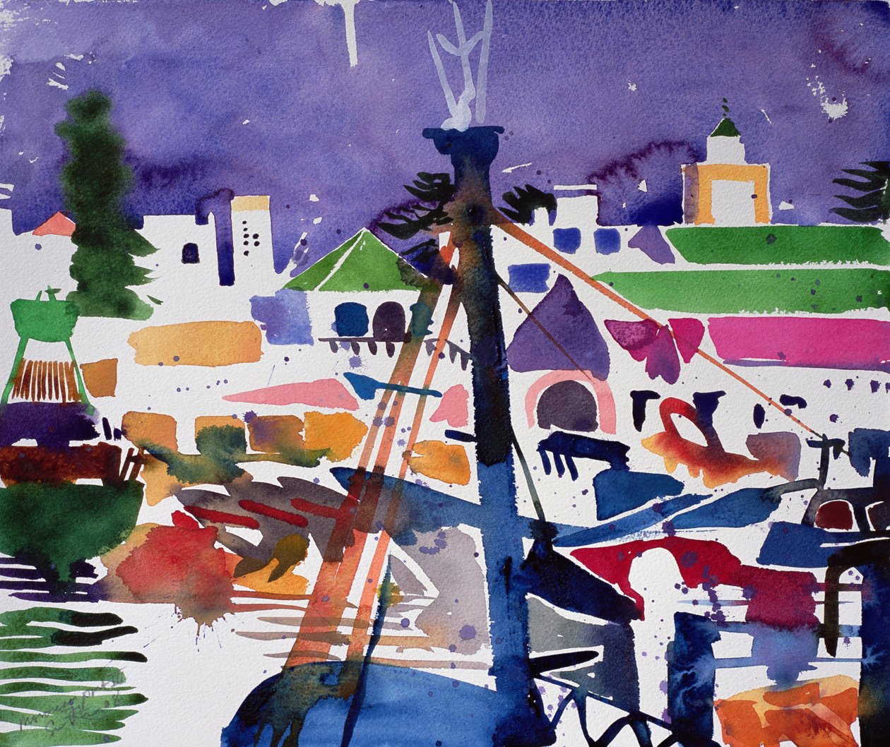 Moroccan Port III (akvarell på papper) av Simon Fletcher