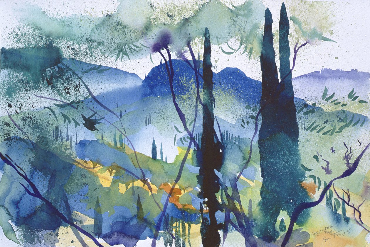 Nära Pagoi, Korfu, 2005 (akvarell) av Simon Fletcher
