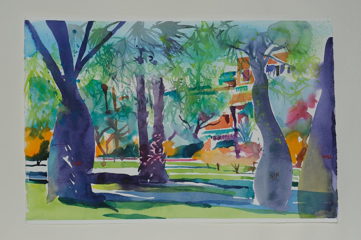 Painters at the Mamounia, 2010 (akvarell på papper) av Simon Fletcher