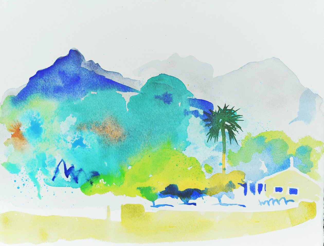 Vägen till Soller, 2015 (watecolour) av Simon Fletcher