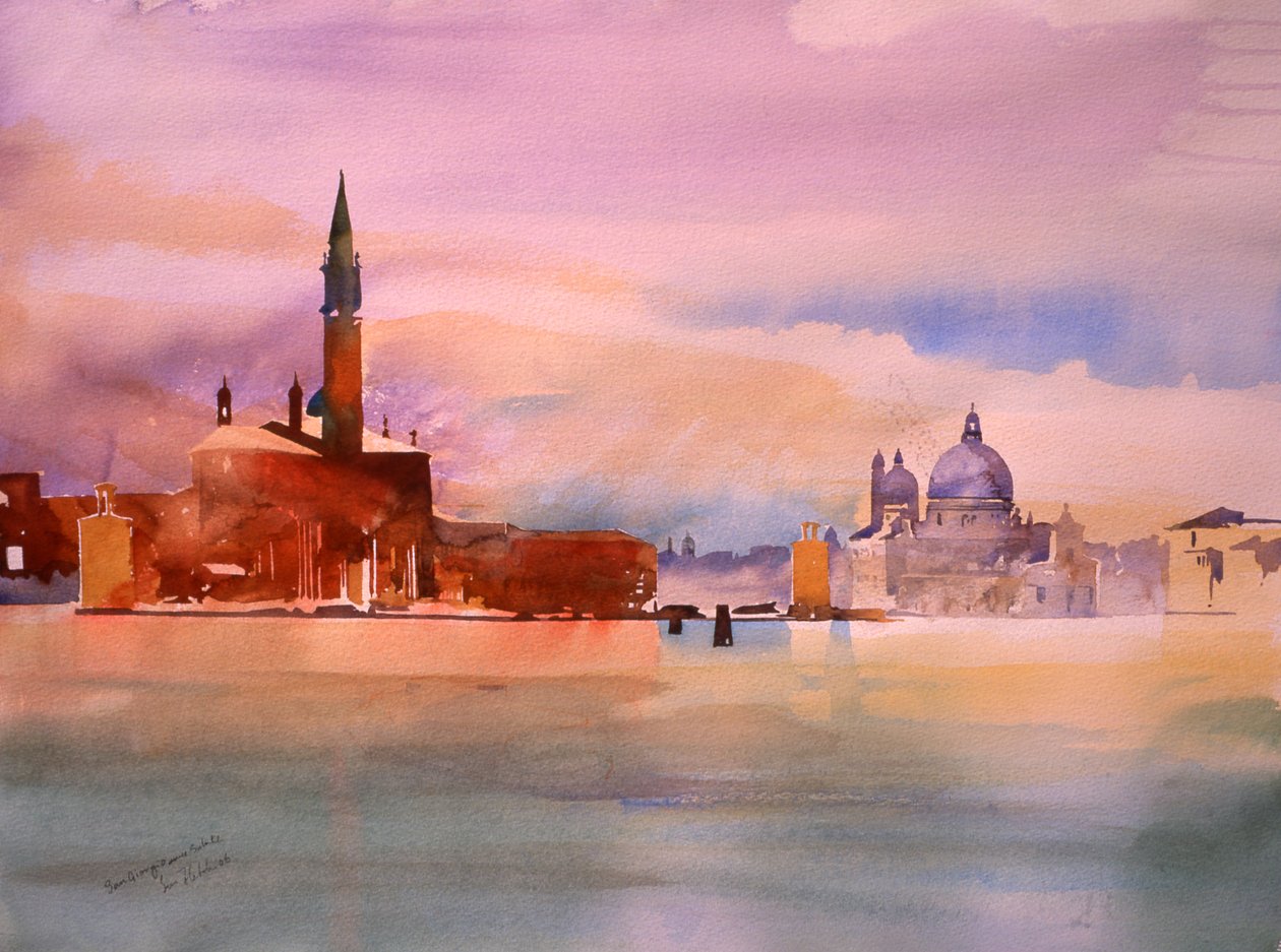 San Giorgio och Salute, 2006 (akvarell på papper) av Simon Fletcher