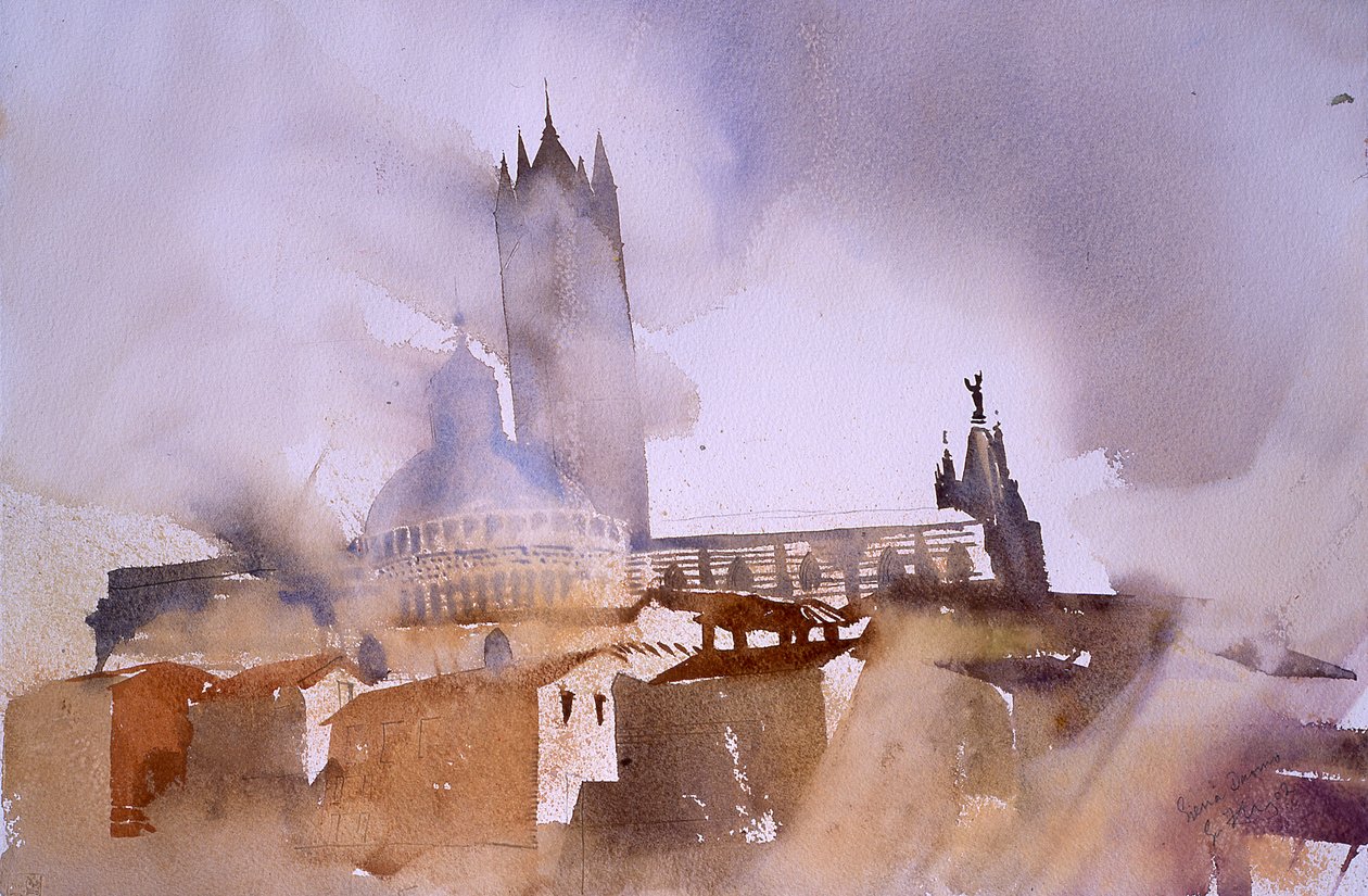 Sienas katedral (akvarell på papper) av Simon Fletcher