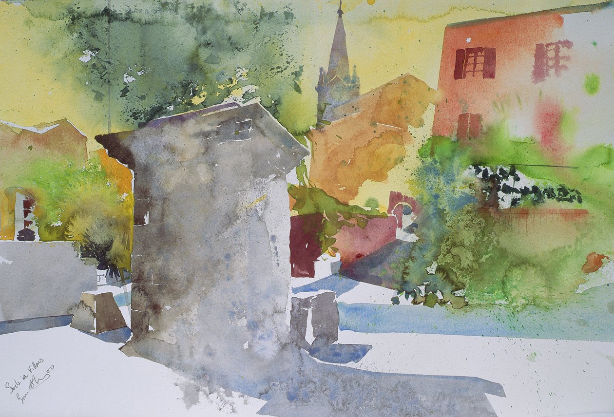 Socle a Villars, Frankrike, 2003 (akvarell) av Simon Fletcher