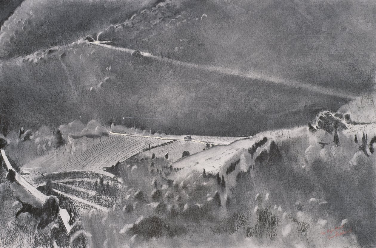 The High Road, 2001 (pastell och blandteknik på papper) av Simon Fletcher