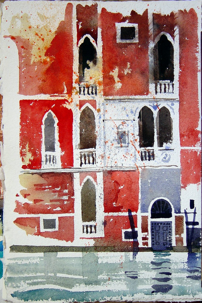 Det röda huset, Venedig, 2006 (akvarell) av Simon Fletcher