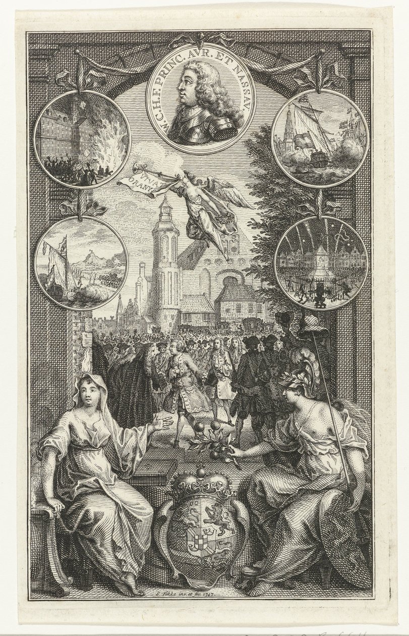 Allegori om upphöjelsen av Vilhelm IV till stadhållare, 1747 av Simon Fokke