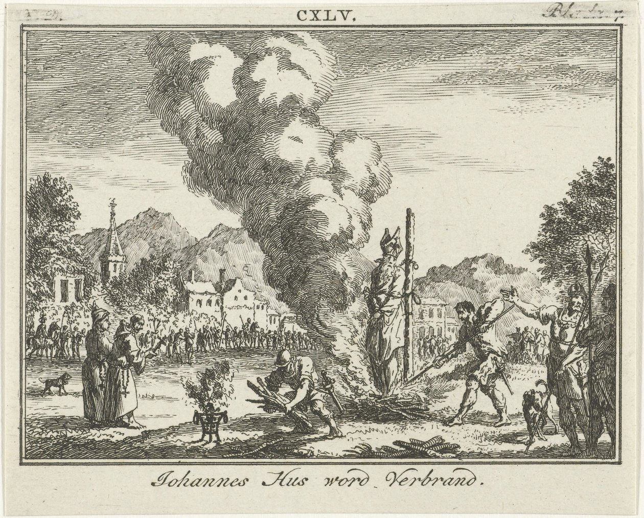 Bränning av Jan Hus på bål, mitten av 1700-talet av Simon Fokke