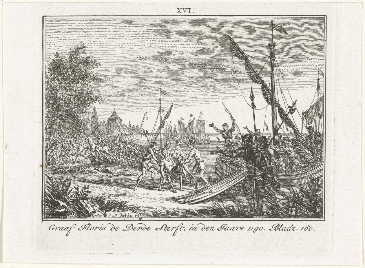 Floris III av Hollands död i Antiochia, 1784 av Simon Fokke