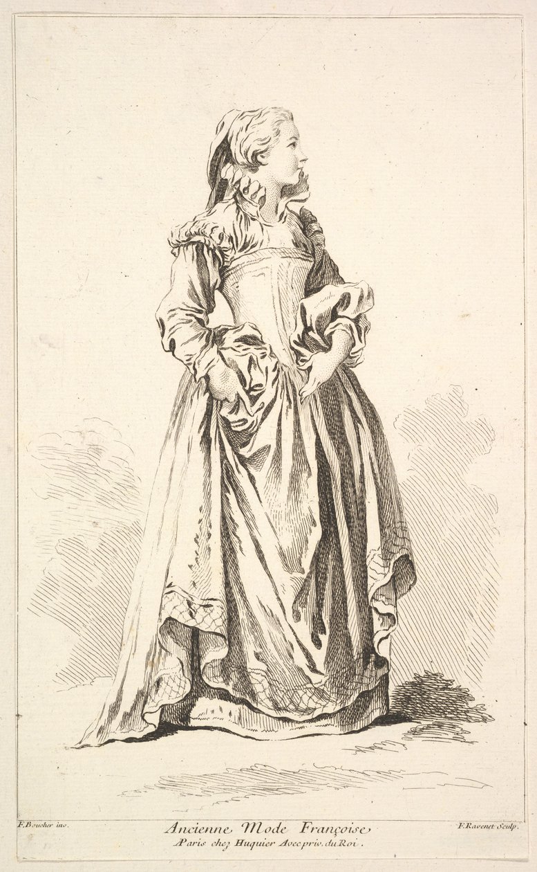 Old Fashion Françoise, från samling av olika utländska figurer Uppfunnet av..., 1700-talet. av Simon Francois Ravenet