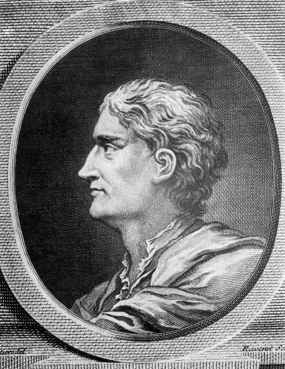 Porträtt av Isaac Newton (1642-1727), engelsk fysiker och matematiker, gravyr av Simon Francois Ravenet (1706-1774) av Simon Francois Ravenet