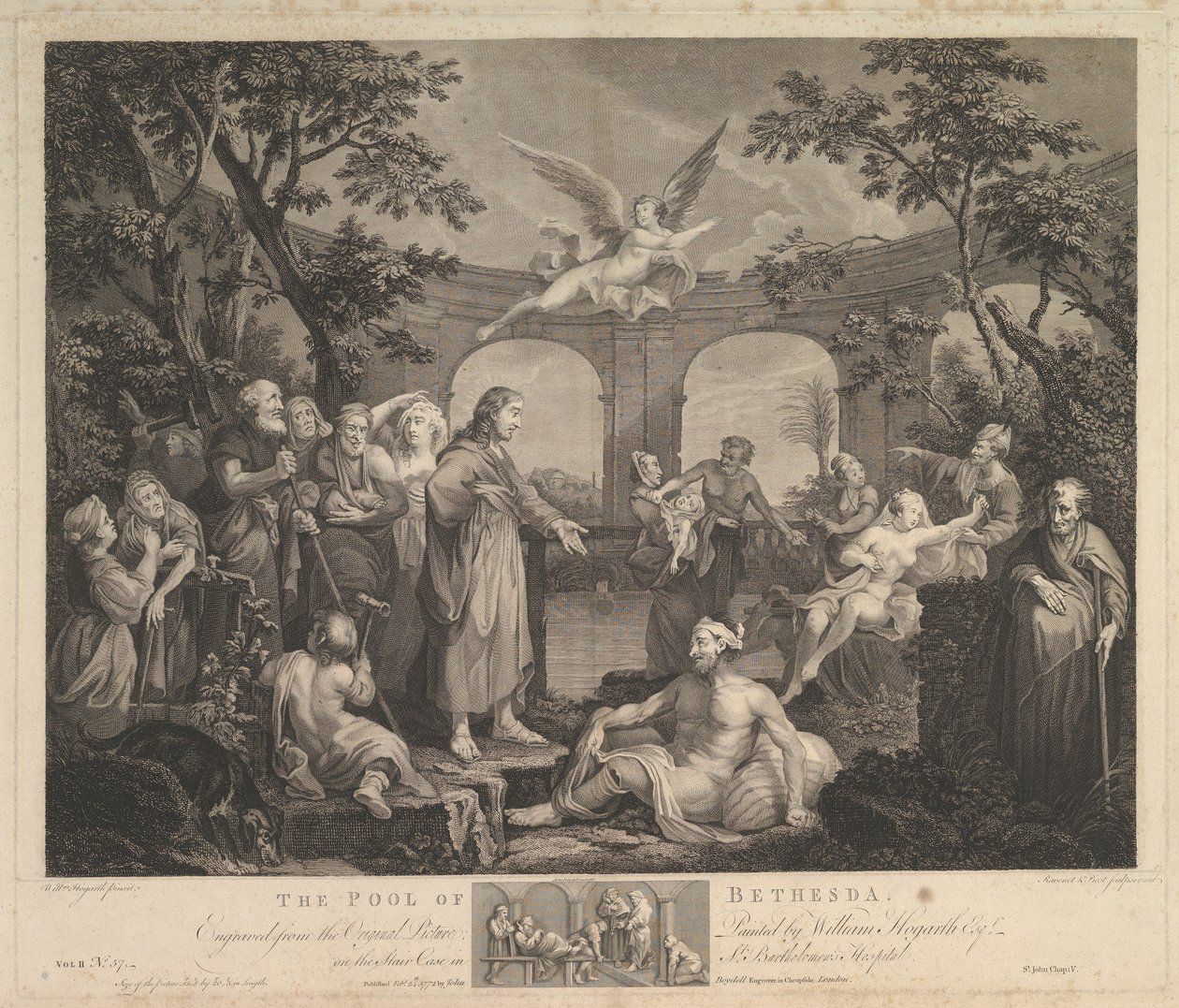 The Pool of Bethesda St. John, kapitel 5, 24 februari 1772 av Simon Francois Ravenet