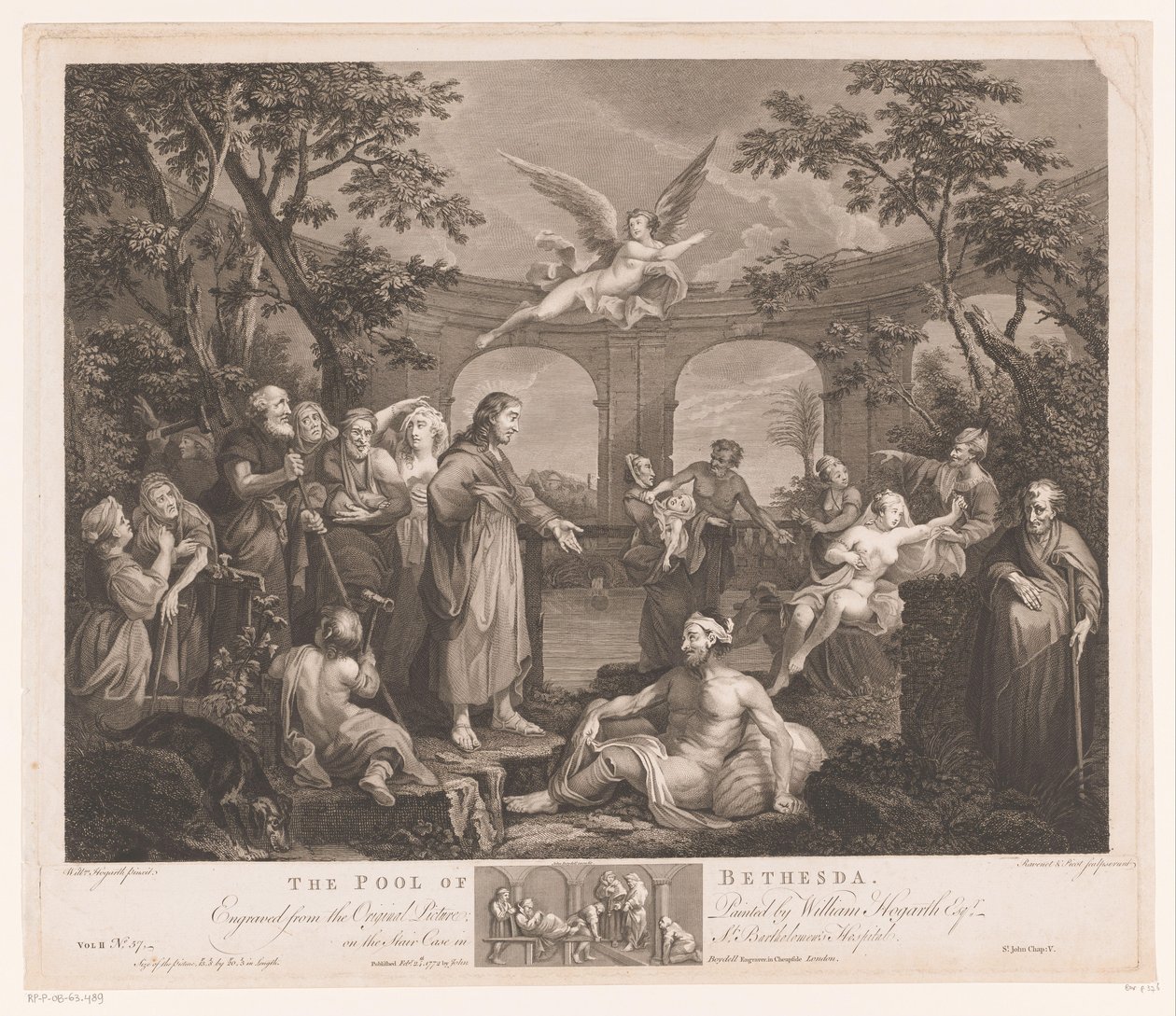 Kristus botar de sjuka i Bethesda The Pool of Bethesda (titel på objekt) av Simon François Ravenet (le vieux)