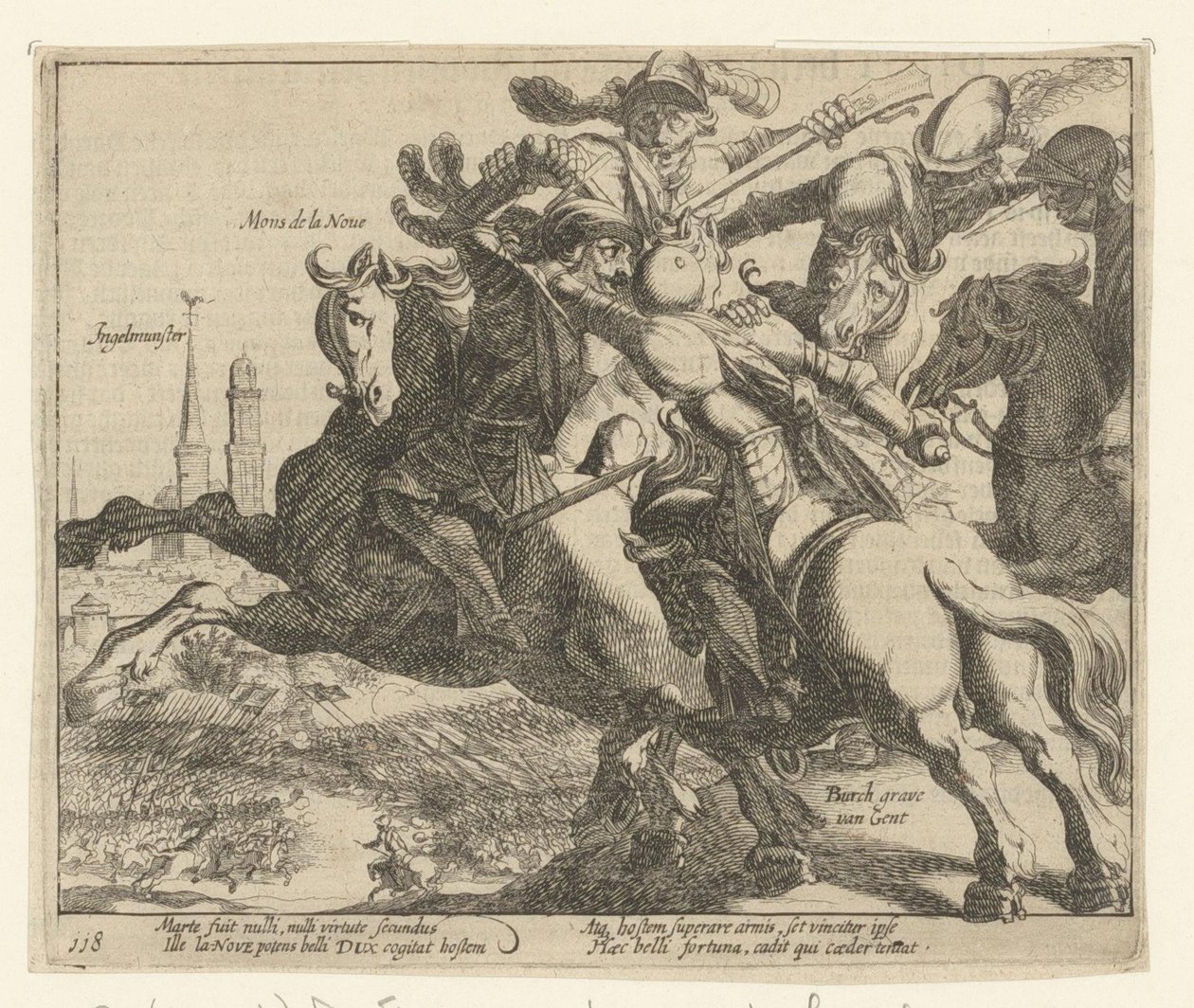 François de la Noue tillfångatagen under slaget vid Ingelmunster, 1580 av Simon Frisius