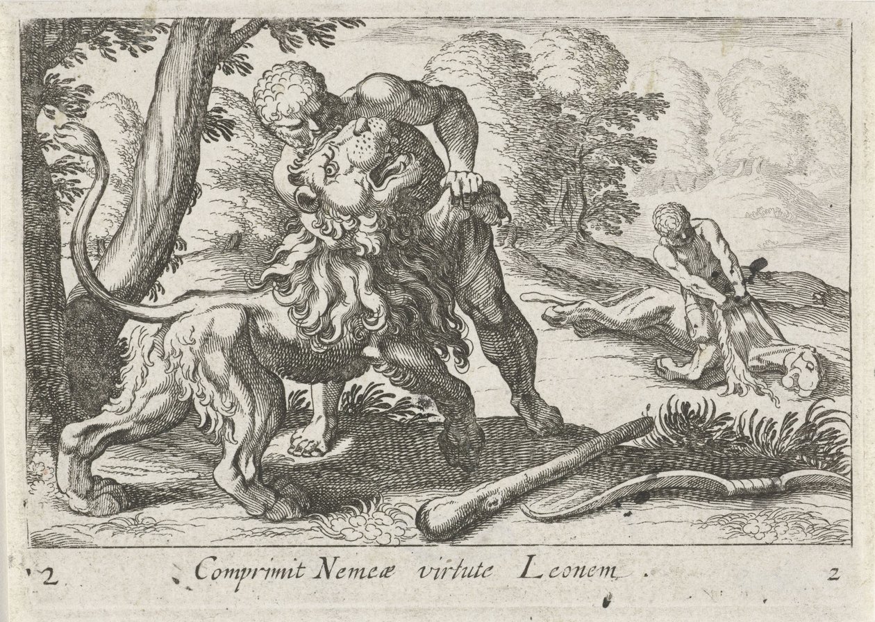 Herkules i strid med den nemeiska lejonet av Simon Frisius