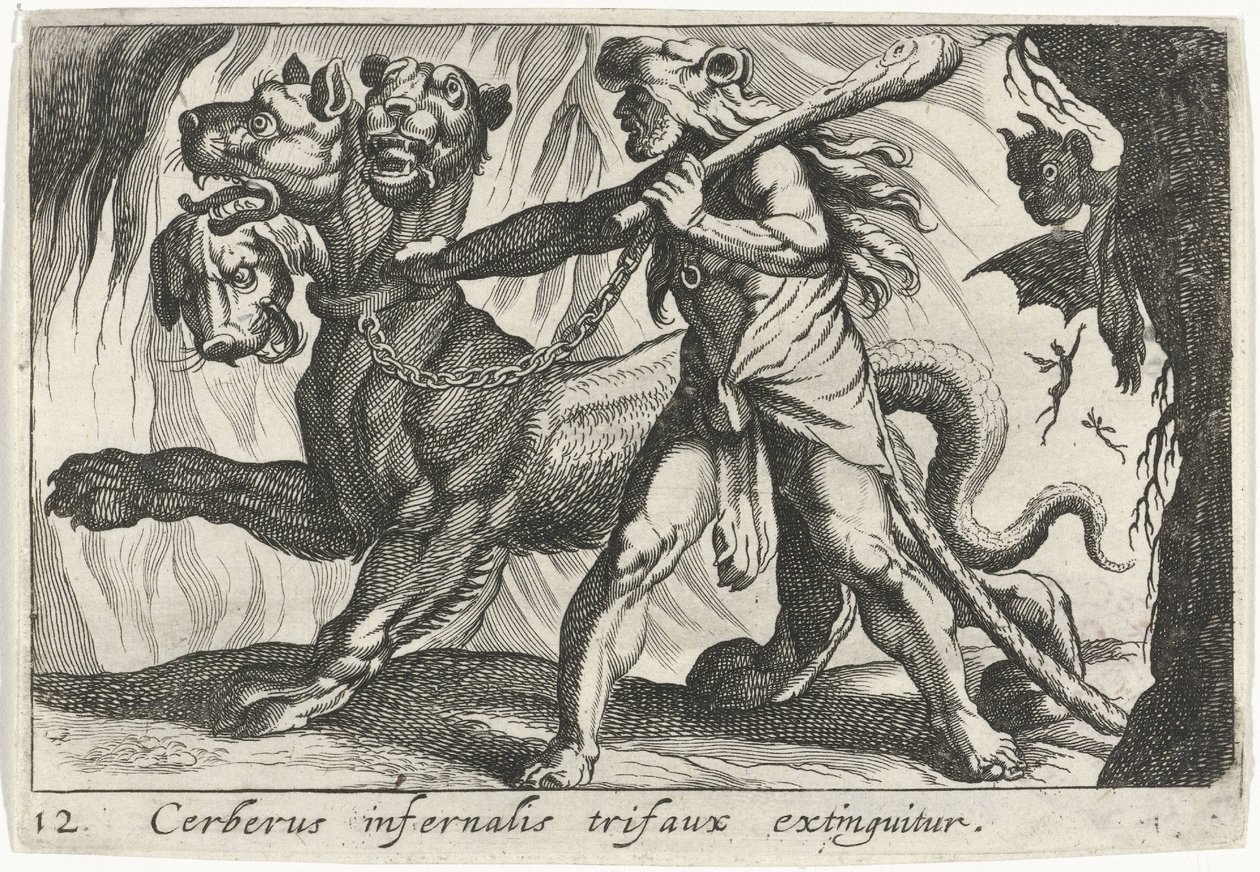 Herkules fångar Kerberos av Simon Frisius