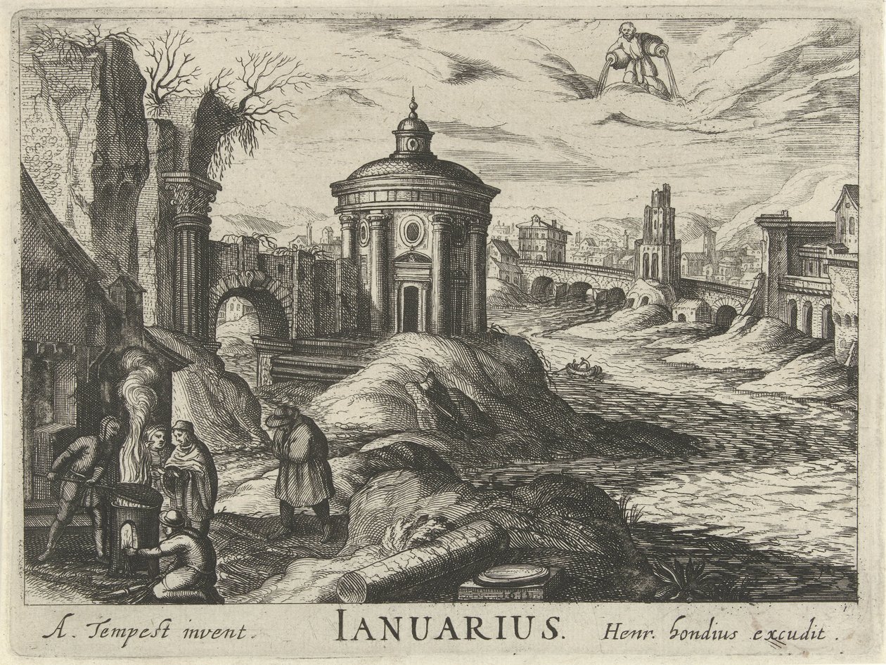 januari Ianuarius (titel på objekt) Tolv månader (serietitel) av Simon Frisius