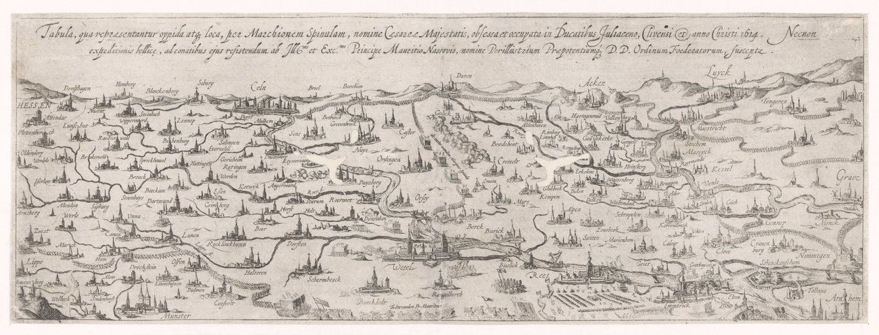 Karta över hertigdömet Gulik, 1614 av Simon Frisius