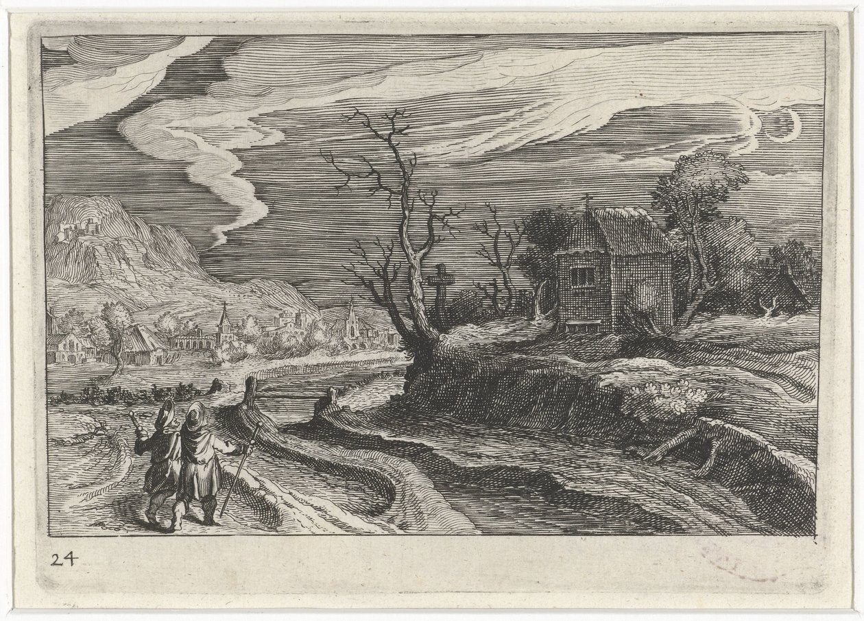 Landskap på natten Sydeuropeiska landskap (serietitel) Topographia variarum regionum (serietitel) av Simon Frisius