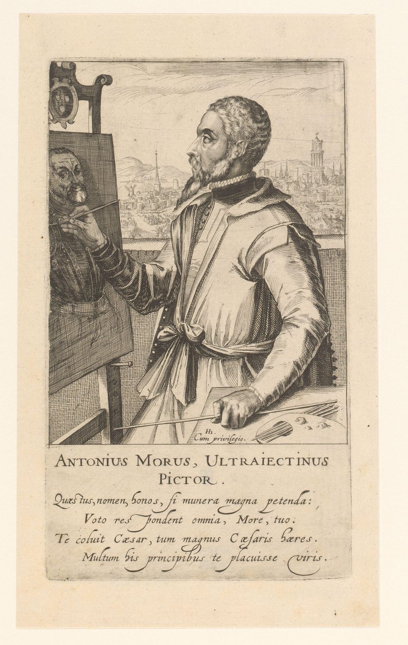 Porträtt av Anthonio Moro av Simon Frisius