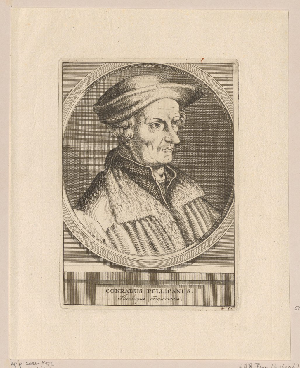 Porträtt av Conrad Pellican av Simon Frisius