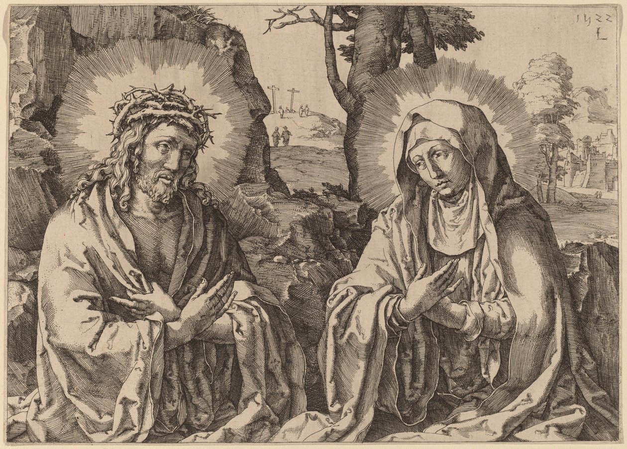 Frälsaren och Jungfrun av Simon Frisius after Lucas van Leyden